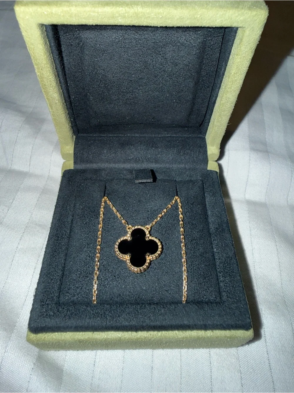 Van Cleef & Arpels Yellow Gold Necklace with Black Onyx Alhambra Pendant